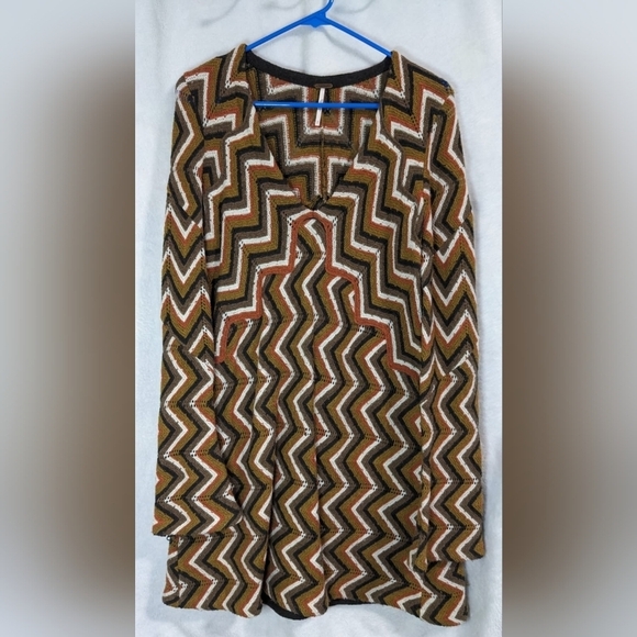 FREE PEOPLE Retro Wool Blend Brown Rhianon Chevron Sweater Dress Size SP - Picture 7 of 15